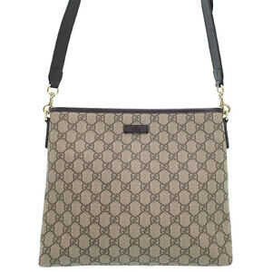 Gucci GG Plus Monogram Flat Messenger Crossbody Bag Brown